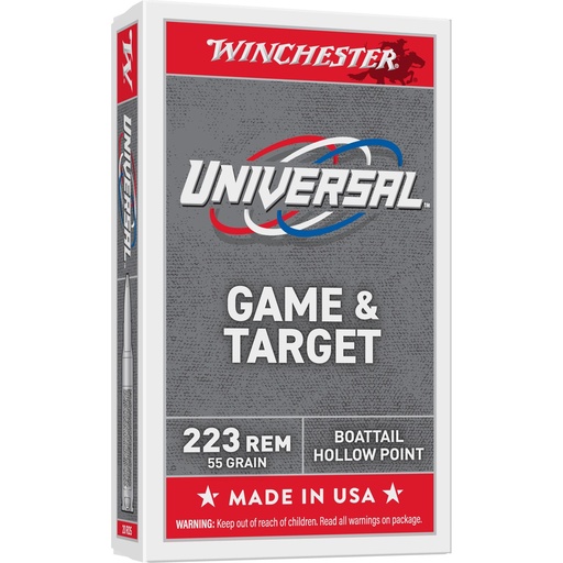 [U223HP55] Winchester Ammunition White Box .223 Remington 55 Grain Boattail Hollow Point 20 Round Box