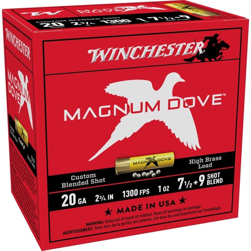 [MD2079] Winchester Ammunition MAGNUM DOVE 20GA 2.75" #7.5 25 Round Box