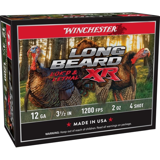 [STLB12L4] Winchester Ammunition Long Beard XR 12GA 3.5" #4 2 oz Shotshell