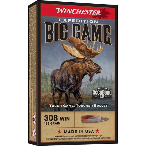 [S308LR] Winchester Ammunition Big Game Long Range .308 Winchester 168 Grain AccuBond LR 20 Round Box