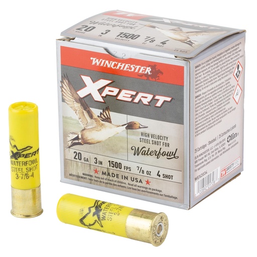 [WEX2034] Winchester Ammunition Xpert Steel Waterfowl 20GA 3" #4 Shot 25 Round