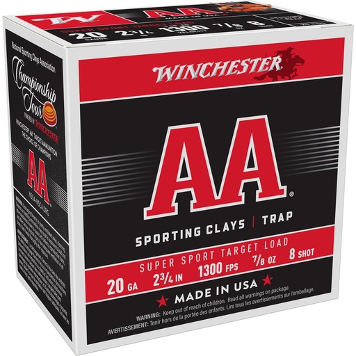 [AASC208] Winchester Ammunition AA Supersport Sporting Clay 20GA 2.75" #8 25 Round Box
