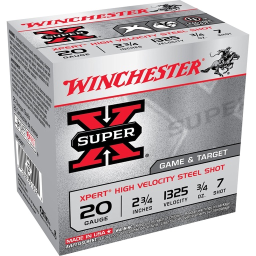 [WE20GT7] Winchester Ammunition Xpert 20GA 2.75" Steel Shot Lead Free #7 25 Round Box