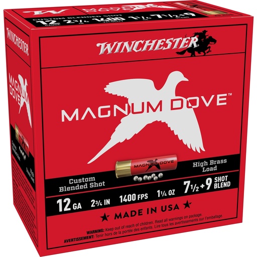 [MD1279] Winchester Ammunition MAGNUM DOVE 12GA 2.75" #7.5 Shot 25 Round Box